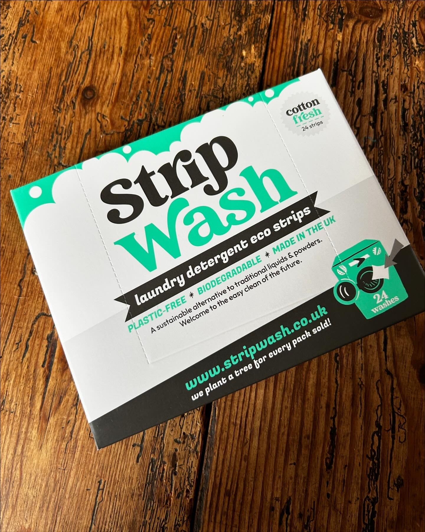 Strip Wash Laundry Detergent Eco Strips 24 Washes Cotton Fresh Pack on Wooden Surface